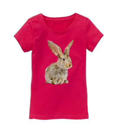 Strijkapplicatie konijntje op t-shirt, super full color strijkapplicatie